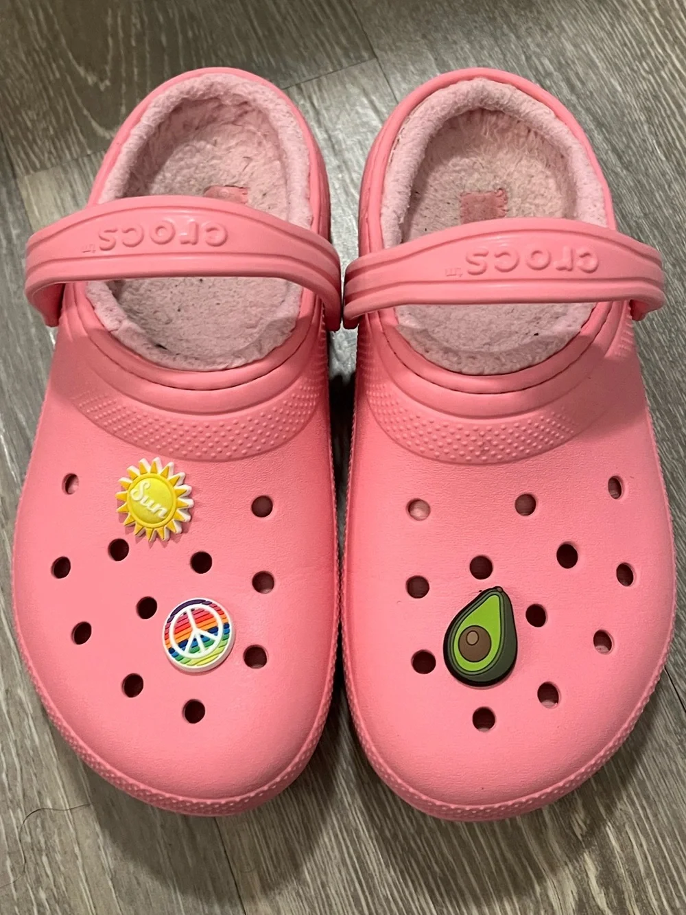 Crocs Pink Clog Shoes with Jibbitz Charms Slip On